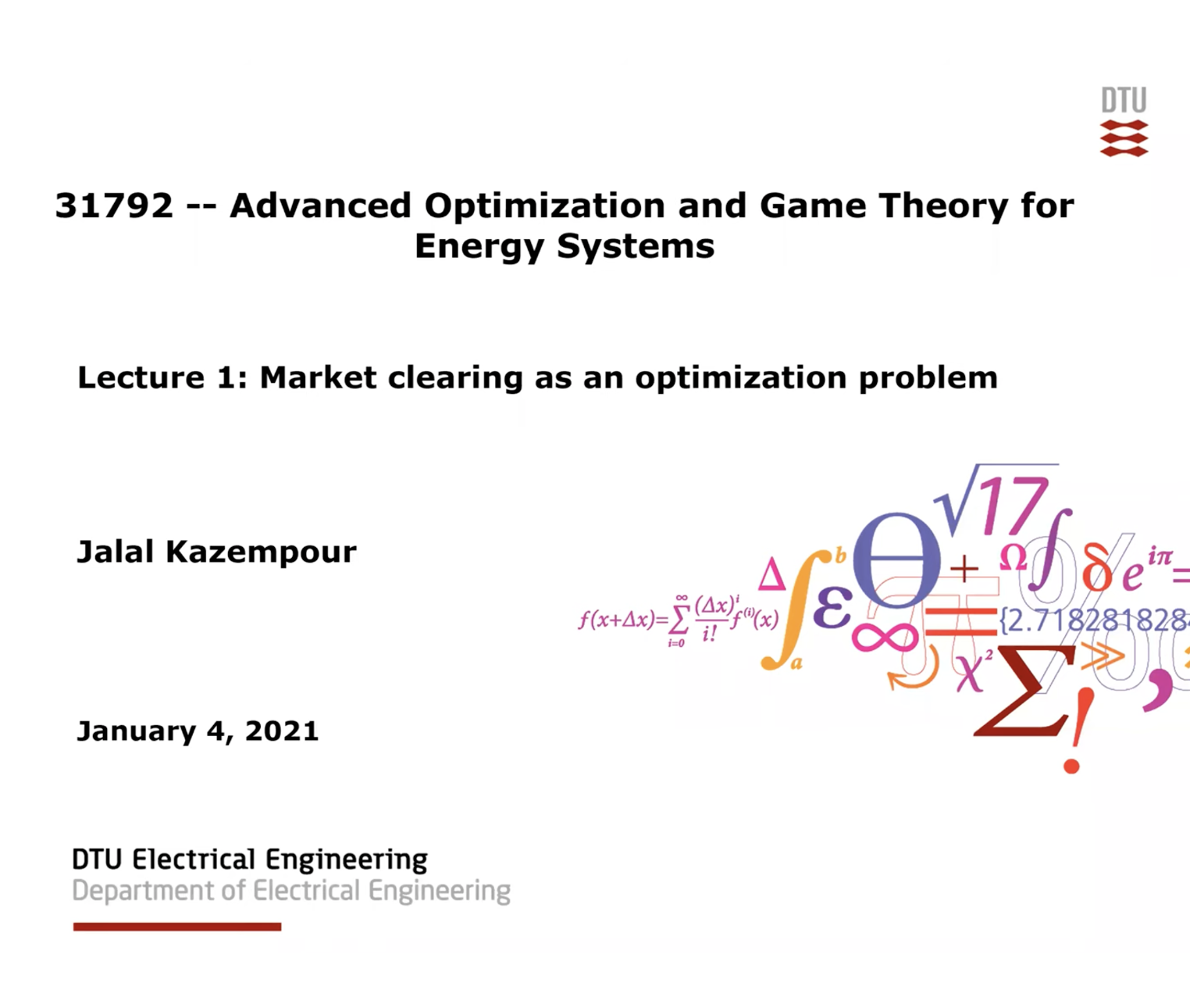 Lecture 1: Market clearing as an optimization problem
